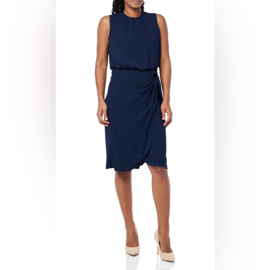 Nwt Women’s Trina Turk $268 Msrp Sleeveless Genoa Midi Dress Indigo Blue Size 16